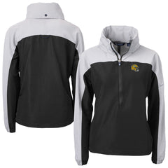 Green Bay Packers Cutter & Buck Women's Charter Eco Recycled Half-Zip Hooded Anorak Jacket Black | NFL