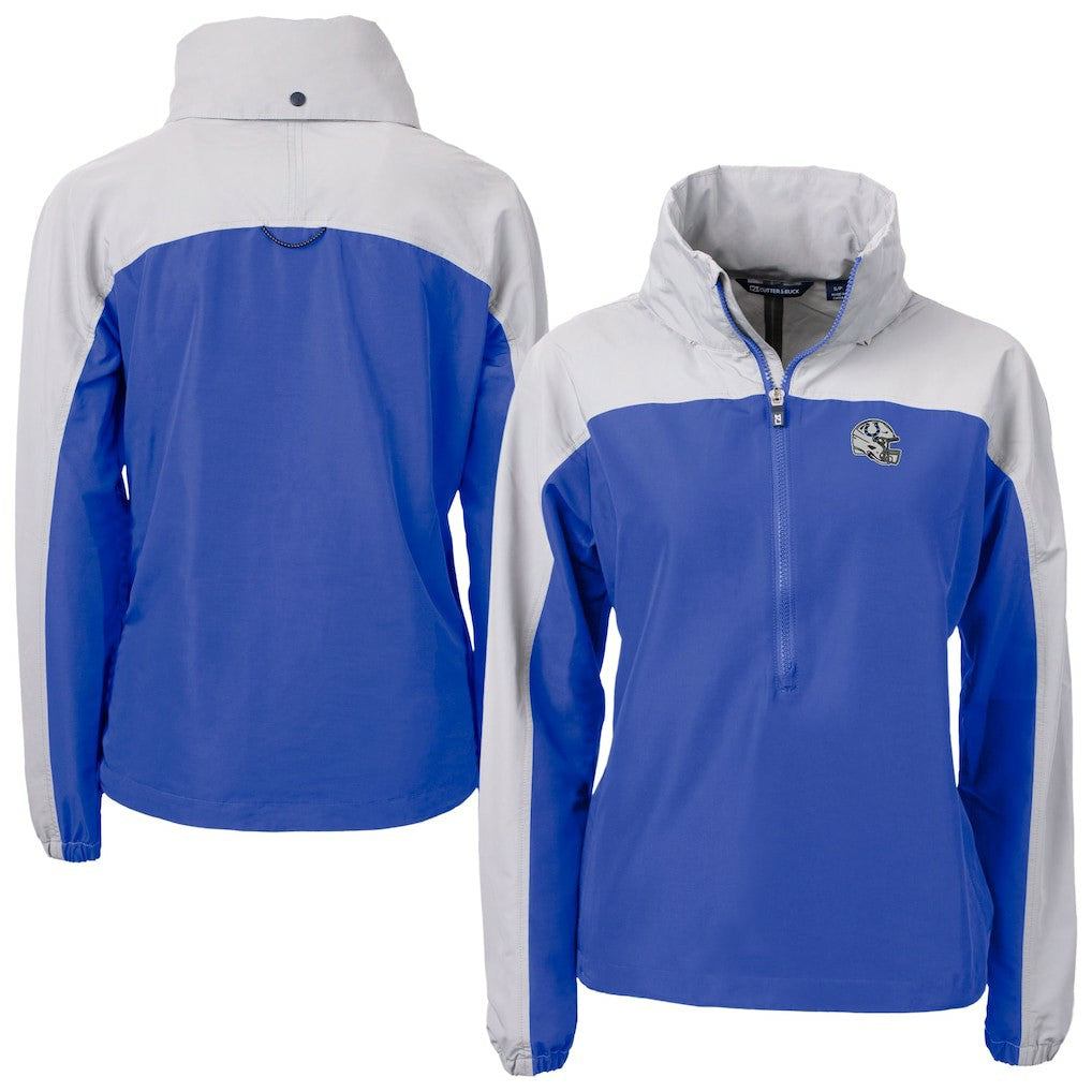 Indianapolis Colts Cutter & Buck Women's Charter Eco Recycled Half-Zip Hooded Anorak Jacket Blue | NFL