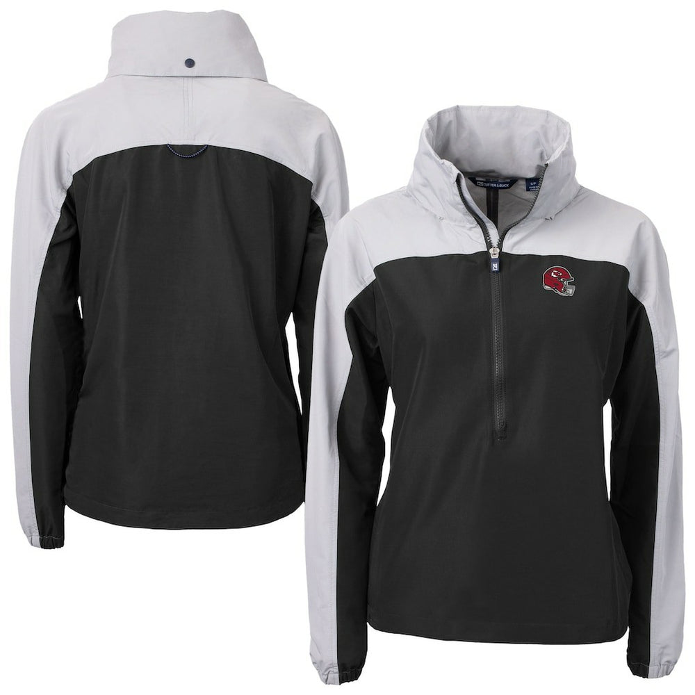 Kansas City Chiefs Cutter & Buck Women's Charter Eco Recycled Half-Zip Hooded Anorak Jacket Black | NFL
