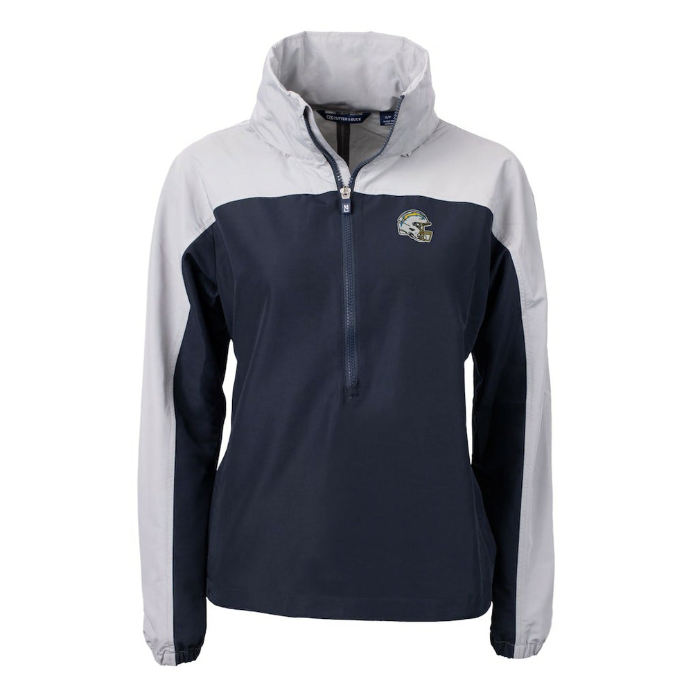 Los Angeles Chargers Cutter & Buck Women's Charter Eco Recycled Half-Zip Hooded Anorak Jacket Navy | NFL