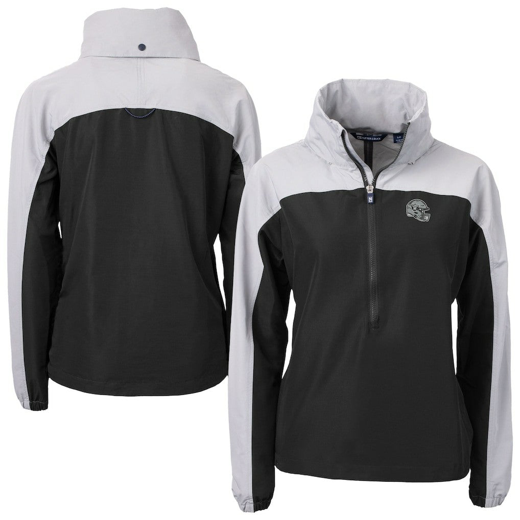 Las Vegas Raiders Cutter & Buck Women's Charter Eco Recycled Half-Zip Hooded Anorak Jacket Black | NFL