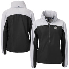 Miami Dolphins Cutter & Buck Women's Charter Eco Recycled Half-Zip Hooded Anorak Jacket Black | NFL