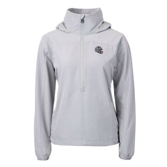 New England Patriots Cutter & Buck Women's Charter Eco Recycled Half-Zip Hooded Anorak Jacket Gray | NFL