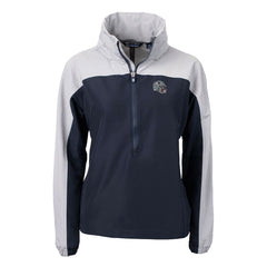 New England Patriots Cutter & Buck Women's Charter Eco Recycled Half-Zip Hooded Anorak Jacket Navy | NFL
