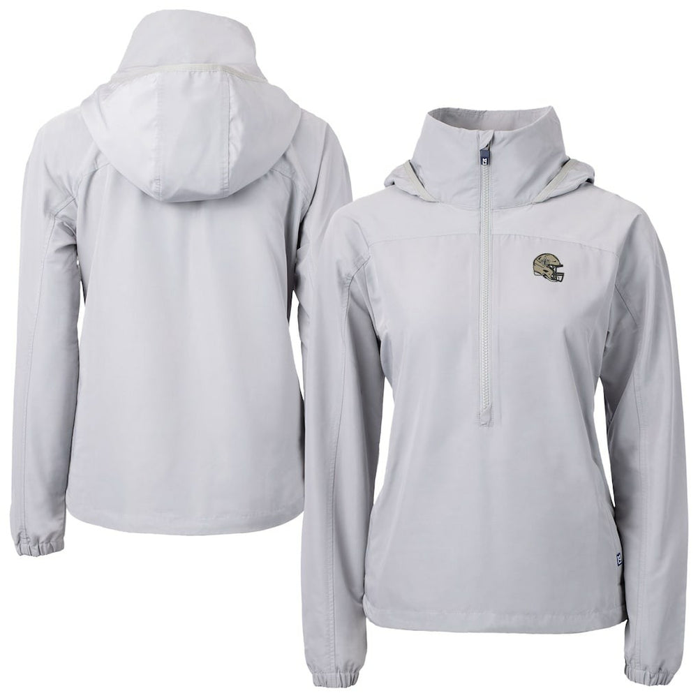New Orleans Saints Cutter & Buck Women's Charter Eco Recycled Half-Zip Hooded Anorak Jacket Gray | NFL