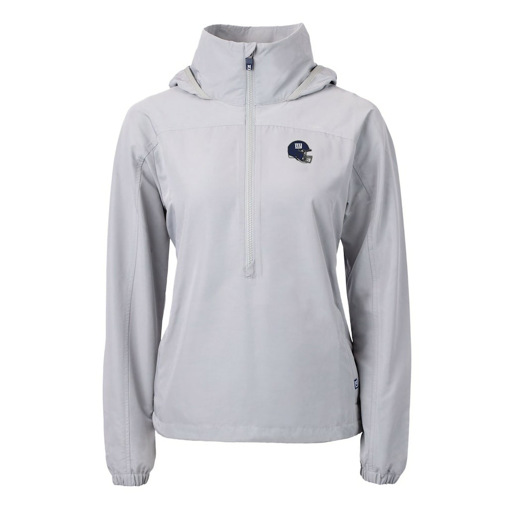 New York Giants Cutter & Buck Women's Charter Eco Recycled Half-Zip Hooded Anorak Jacket Gray | NFL