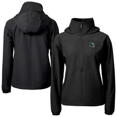Philadelphia Eagles Cutter & Buck Women's Charter Eco Recycled Half-Zip Hooded Anorak Jacket Black | NFL