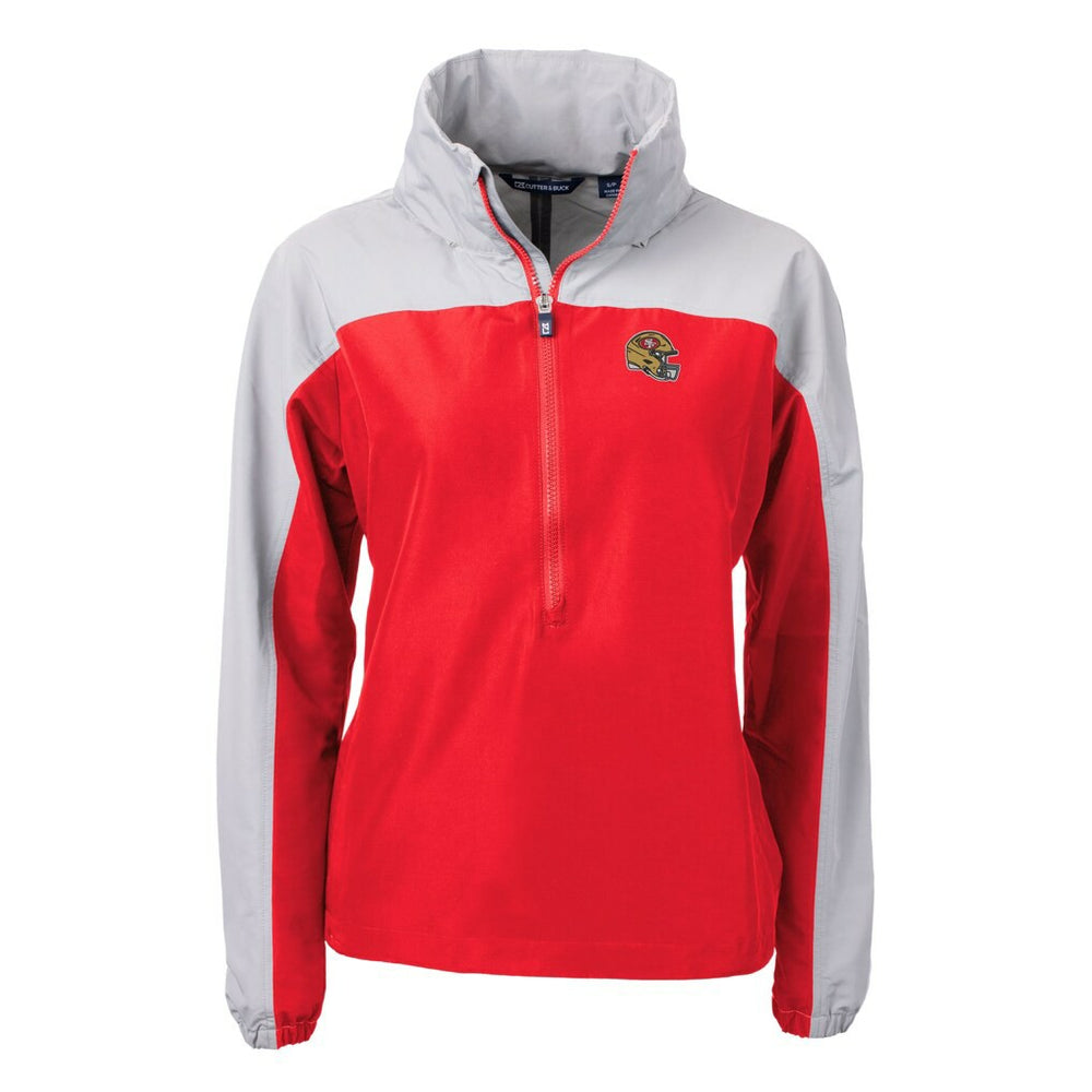 San Francisco 49ers Cutter & Buck Women's Charter Eco Recycled Half-Zip Hooded Anorak Jacket Scarlet | NFL