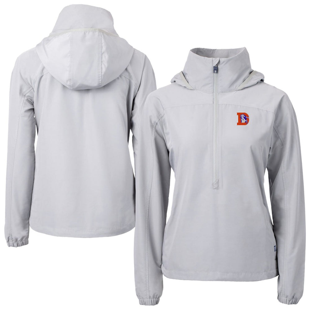 Denver Broncos Cutter & Buck Women's Charter Eco Recycled Half-Zip Hooded Anorak Jacket Gray | NFL