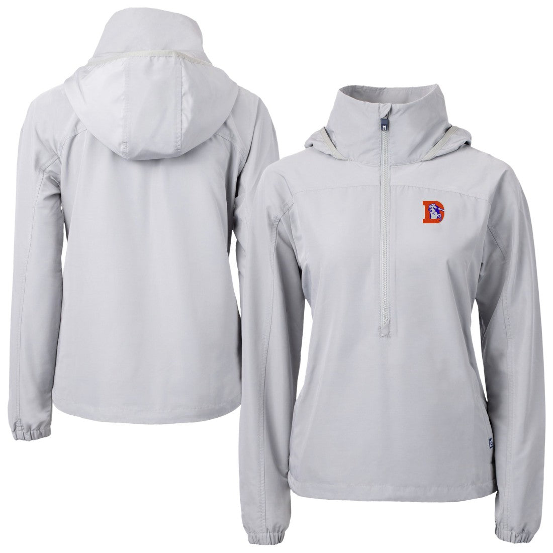 Denver Broncos Cutter & Buck Women's Charter Eco Recycled Half-Zip Hooded Anorak Jacket Gray | NFL