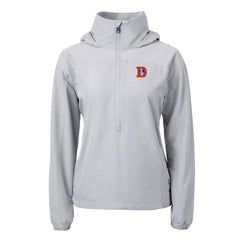 Denver Broncos Cutter & Buck Women's Charter Eco Recycled Half-Zip Hooded Anorak Jacket Gray | NFL