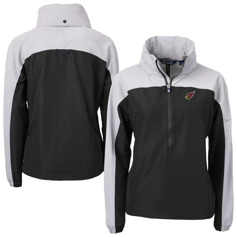 Arizona Cardinals Cutter & Buck Women's Charter Eco Recycled Half-Zip Hooded Anorak Jacket Black | NFL