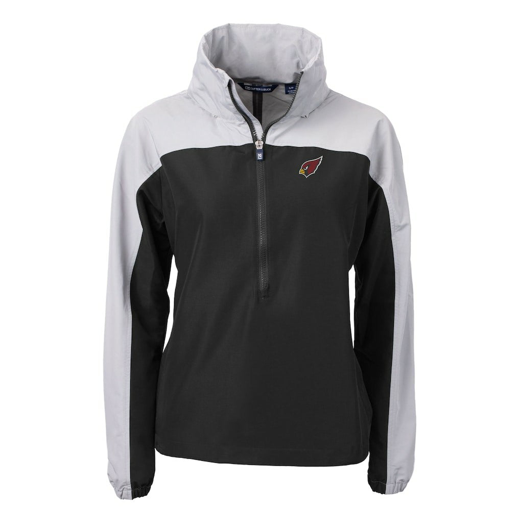 Arizona Cardinals Cutter & Buck Women's Charter Eco Recycled Half-Zip Hooded Anorak Jacket Black | NFL