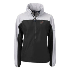Arizona Cardinals Cutter & Buck Women's Charter Eco Recycled Half-Zip Hooded Anorak Jacket Black | NFL