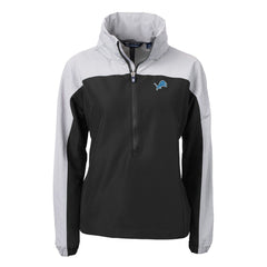 Detroit Lions Cutter & Buck Women's Charter Eco Recycled Half-Zip Hooded Anorak Jacket Black | NFL