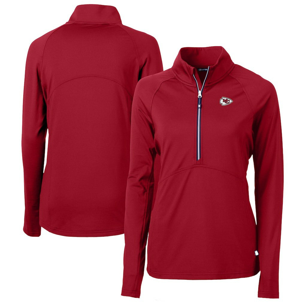 Kansas City Chiefs Cutter & Buck Women's Adapt Eco Knit Stretch Recycled Raglan Half-Zip Top Red | NFL