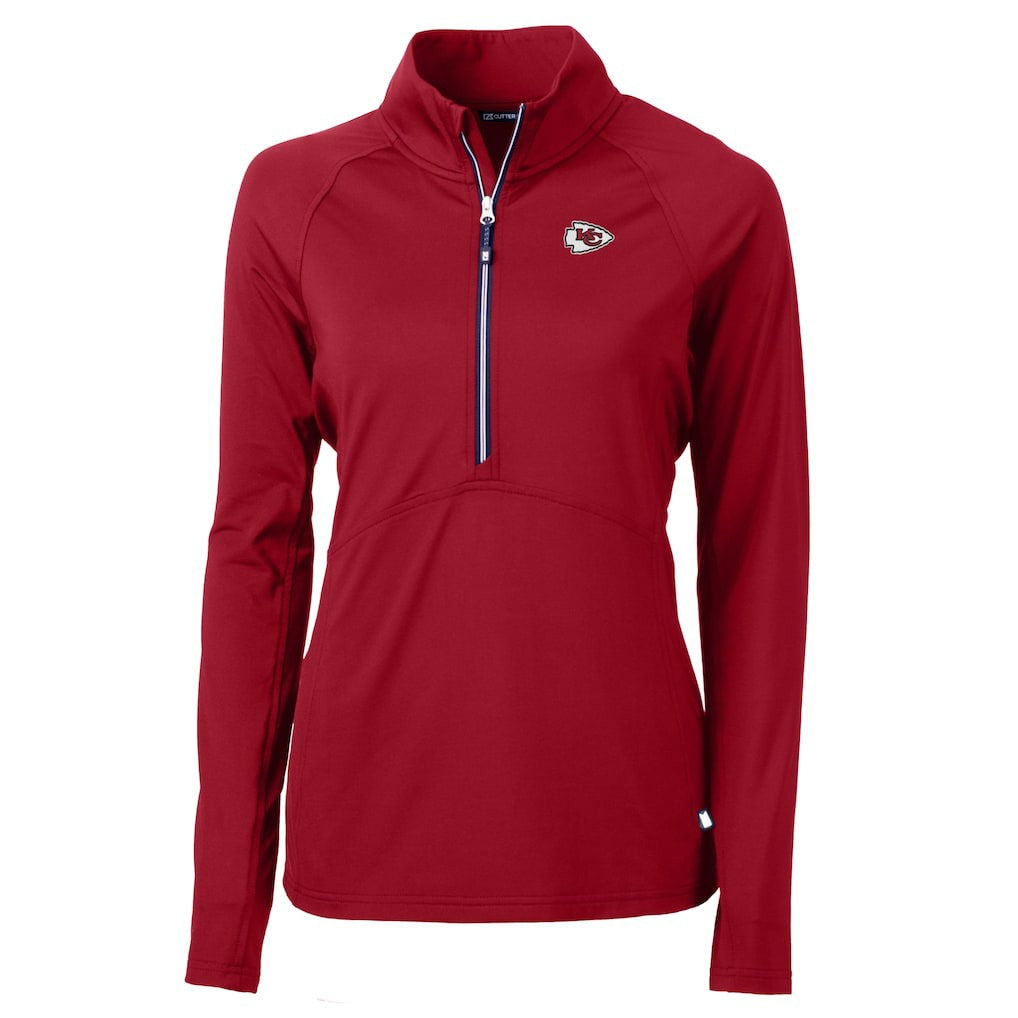 Kansas City Chiefs Cutter & Buck Women's Adapt Eco Knit Stretch Recycled Raglan Half-Zip Top Red | NFL