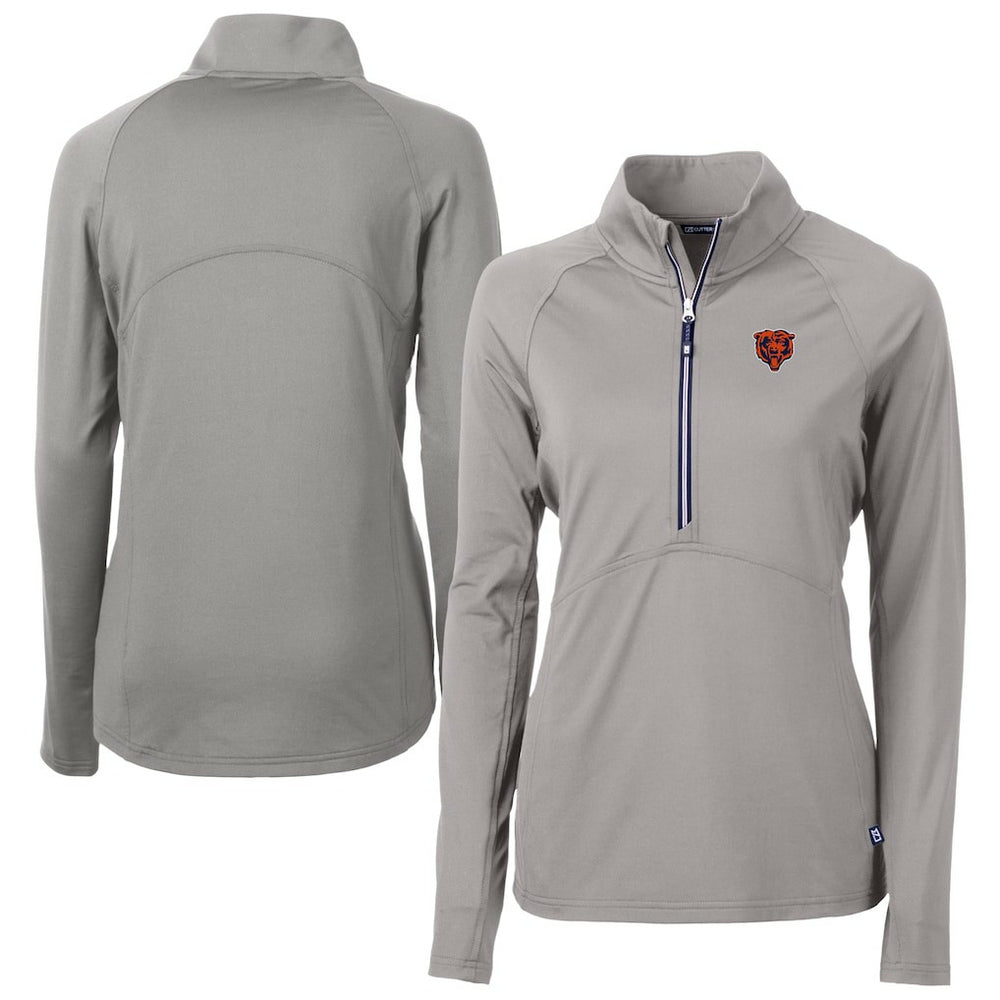 Chicago Bears Cutter & Buck Women's Adapt Eco Knit Stretch Recycled Raglan Half-Zip Top Gray | NFL