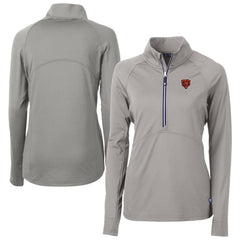 Chicago Bears Cutter & Buck Women's Adapt Eco Knit Stretch Recycled Raglan Half-Zip Top Gray | NFL