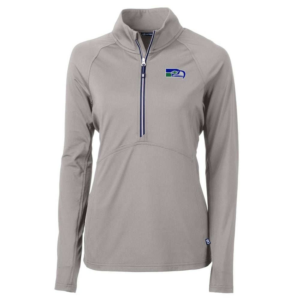 Seattle Seahawks Cutter & Buck Women's Historical Adapt Eco Knit Stretch Recycled Raglan Half-Zip Top Gray | NFL