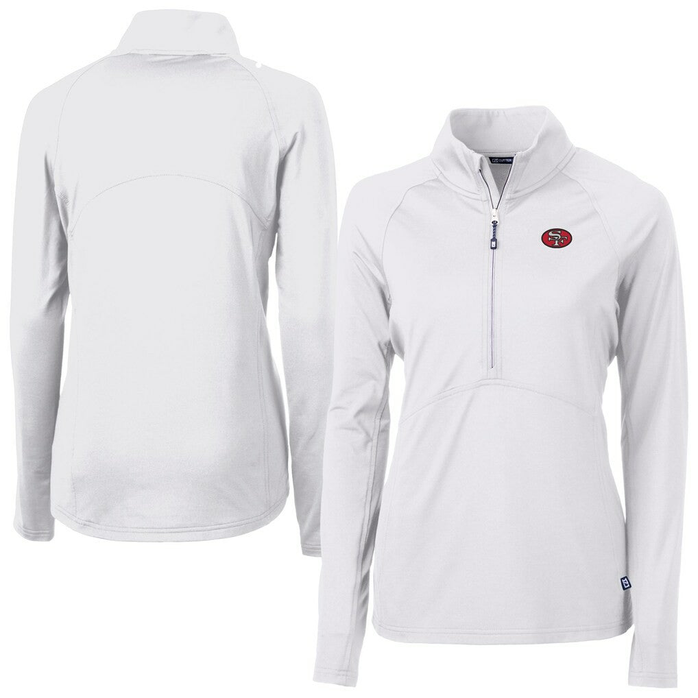 San Francisco 49ers Cutter & Buck Women's Adapt Eco Knit Stretch Recycled Raglan Half-Zip Top White | NFL