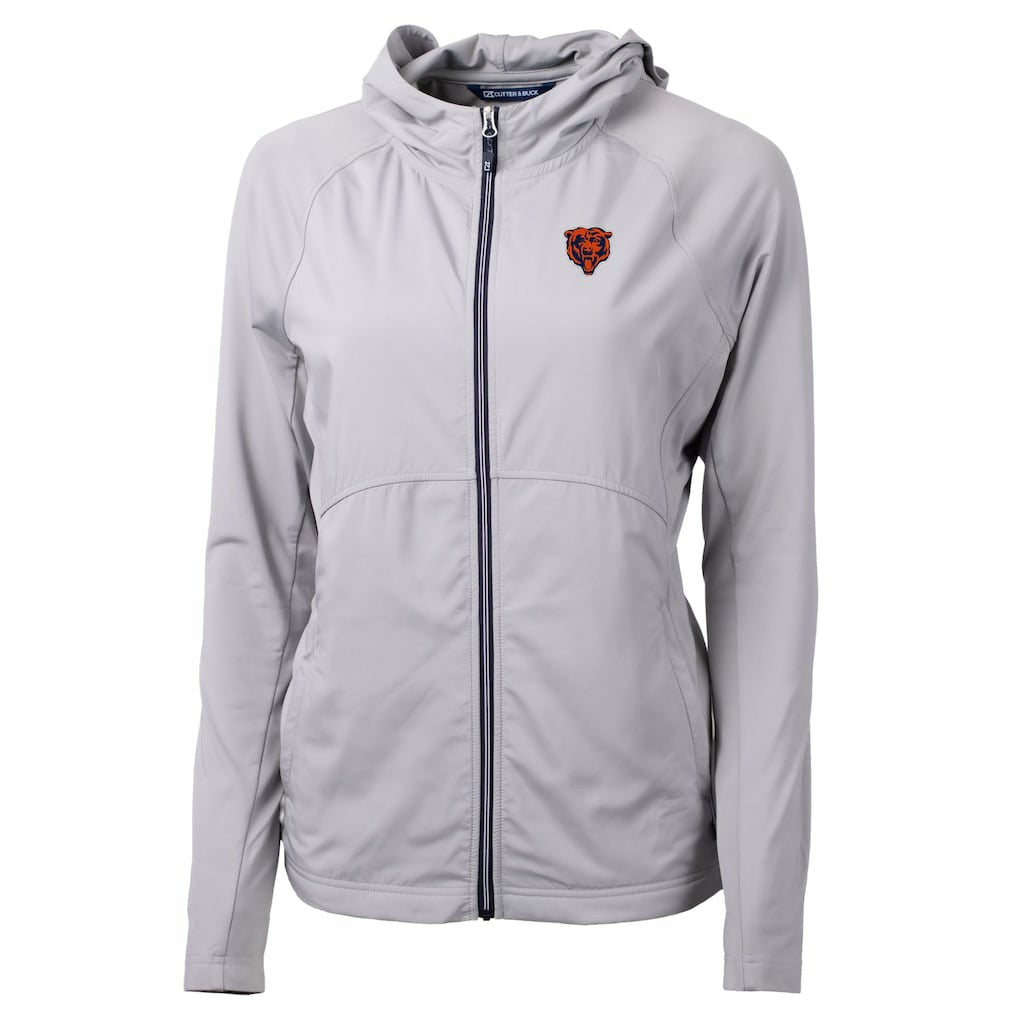 Chicago Bears Cutter & Buck Women's Adapt Eco Knit Hybrid Recycled Full-Zip Jacket Gray | NFL