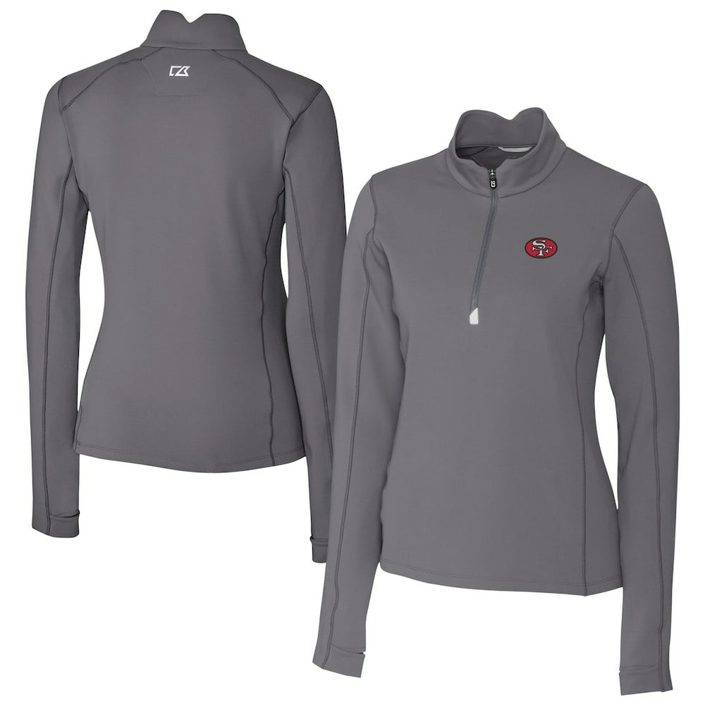 San Francisco 49ers Cutter & Buck Women's Traverse Stretch Quarter-Zip Pullover Top Gray | NFL