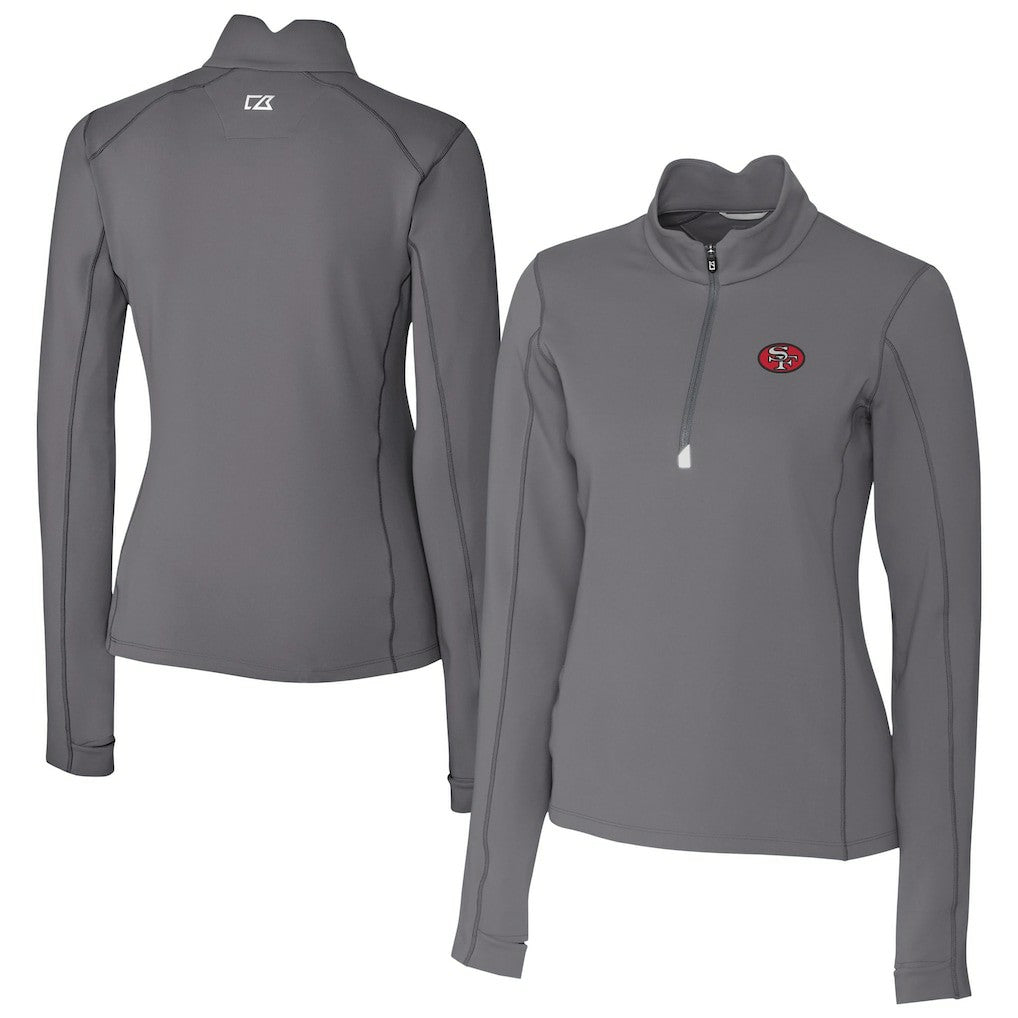 San Francisco 49ers Cutter & Buck Women's Traverse Stretch Quarter-Zip Pullover Top Gray | NFL
