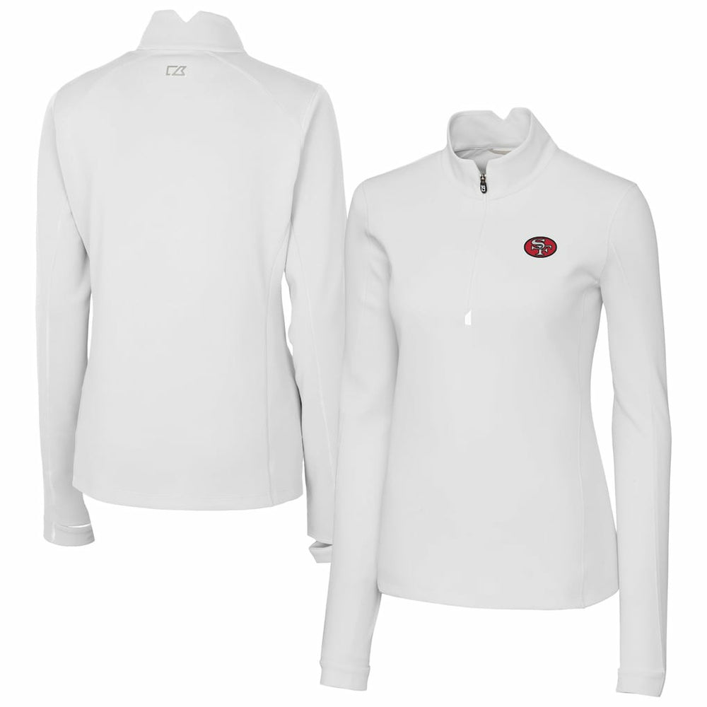 San Francisco 49ers Cutter & Buck Women's Traverse Stretch Quarter-Zip Pullover Top White | NFL