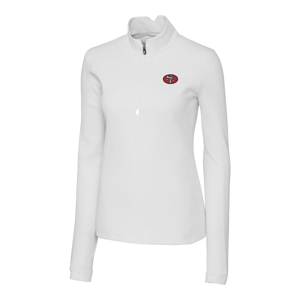San Francisco 49ers Cutter & Buck Women's Traverse Stretch Quarter-Zip Pullover Top White | NFL