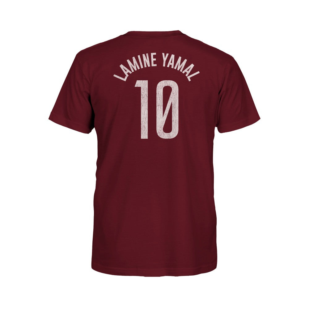 Lamine Yamal Barcelona 1863FC Youth Player Name & Number T-Shirt Maroon - FIFA World CUP
