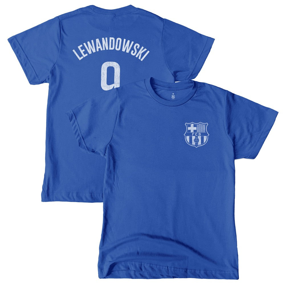 Robert Lewandowski Barcelona 1863FC Youth Player T-Shirt Blue - FIFA World CUP