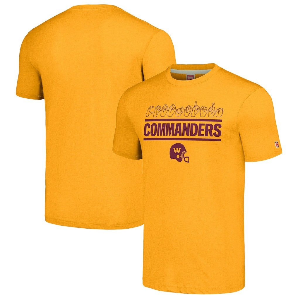 Washington Commanders Homage Unisex The NFL ASL Collection by Love Sign Tri-Blend T-Shirt Gold | NFL