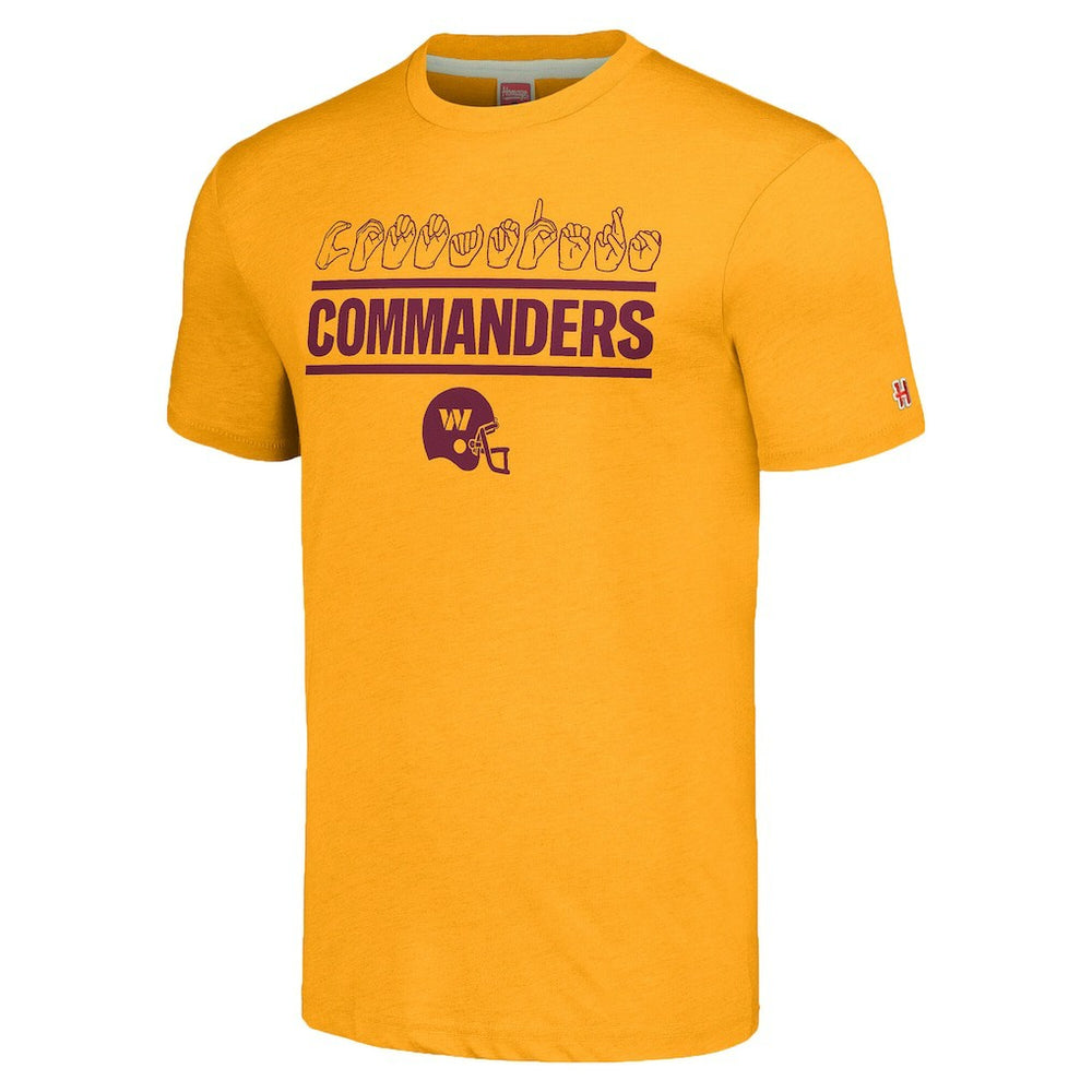 Washington Commanders Homage Unisex The NFL ASL Collection by Love Sign Tri-Blend T-Shirt Gold | NFL