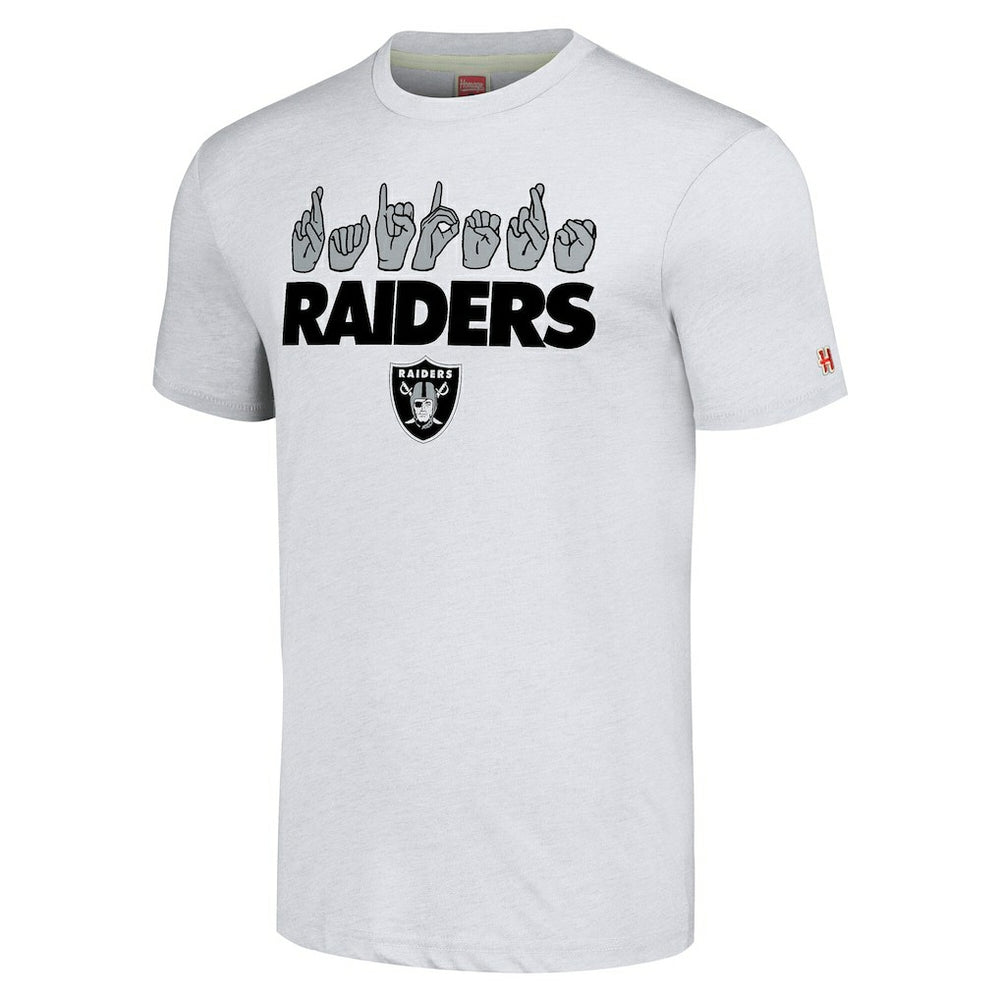 Las Vegas Raiders Homage Unisex The NFL ASL Collection by Love Sign American Sign Language T-Shirt Ash | NFL