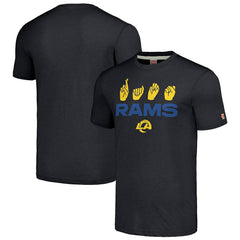 Los Angeles Rams Homage Unisex The NFL ASL Collection by Love Sign American Sign Language T-Shirt Charcoal | NFL