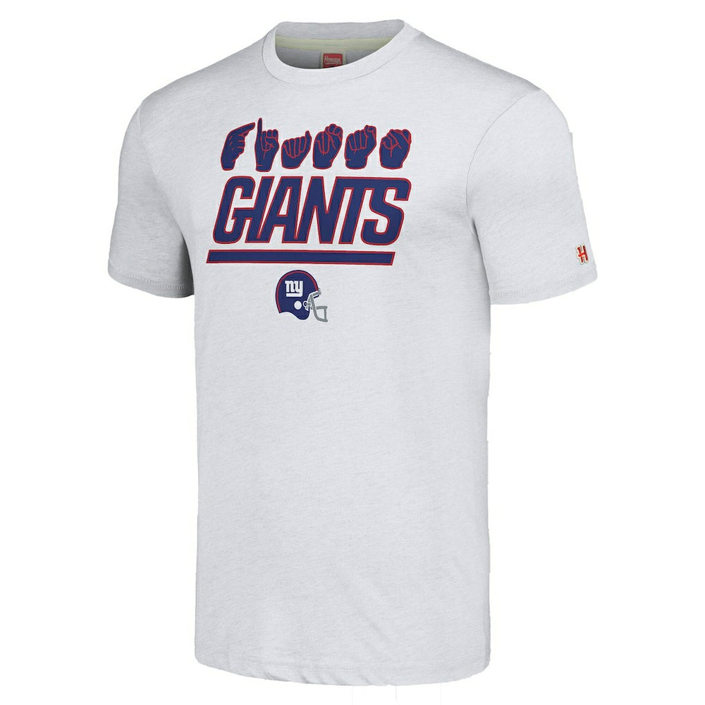 New York Giants Homage Unisex The NFL ASL Collection by Love Sign American Sign Language T-Shirt Ash | NFL