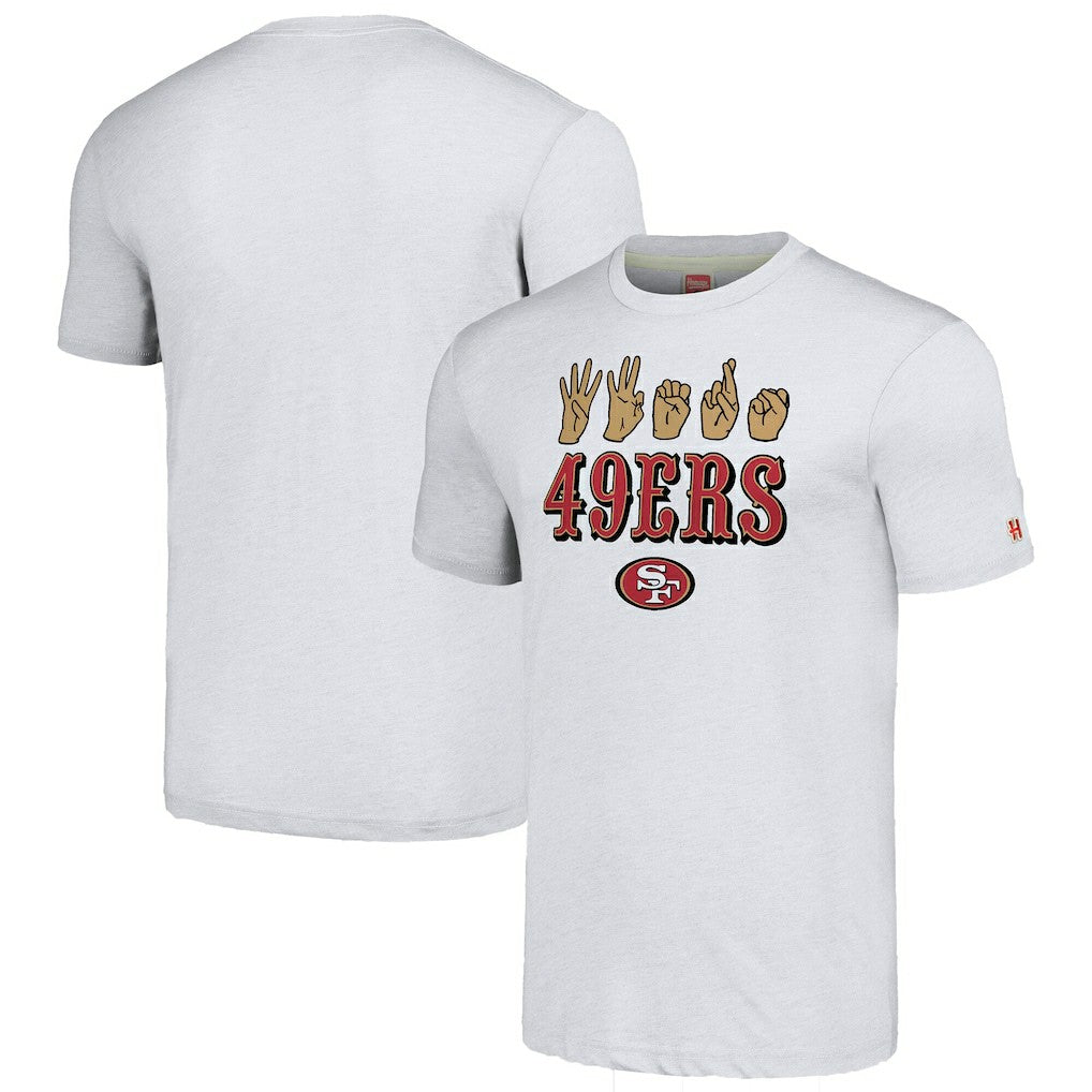 San Francisco 49ers Homage Unisex The NFL ASL Collection by Love Sign American Sign Language T-Shirt Ash | NFL