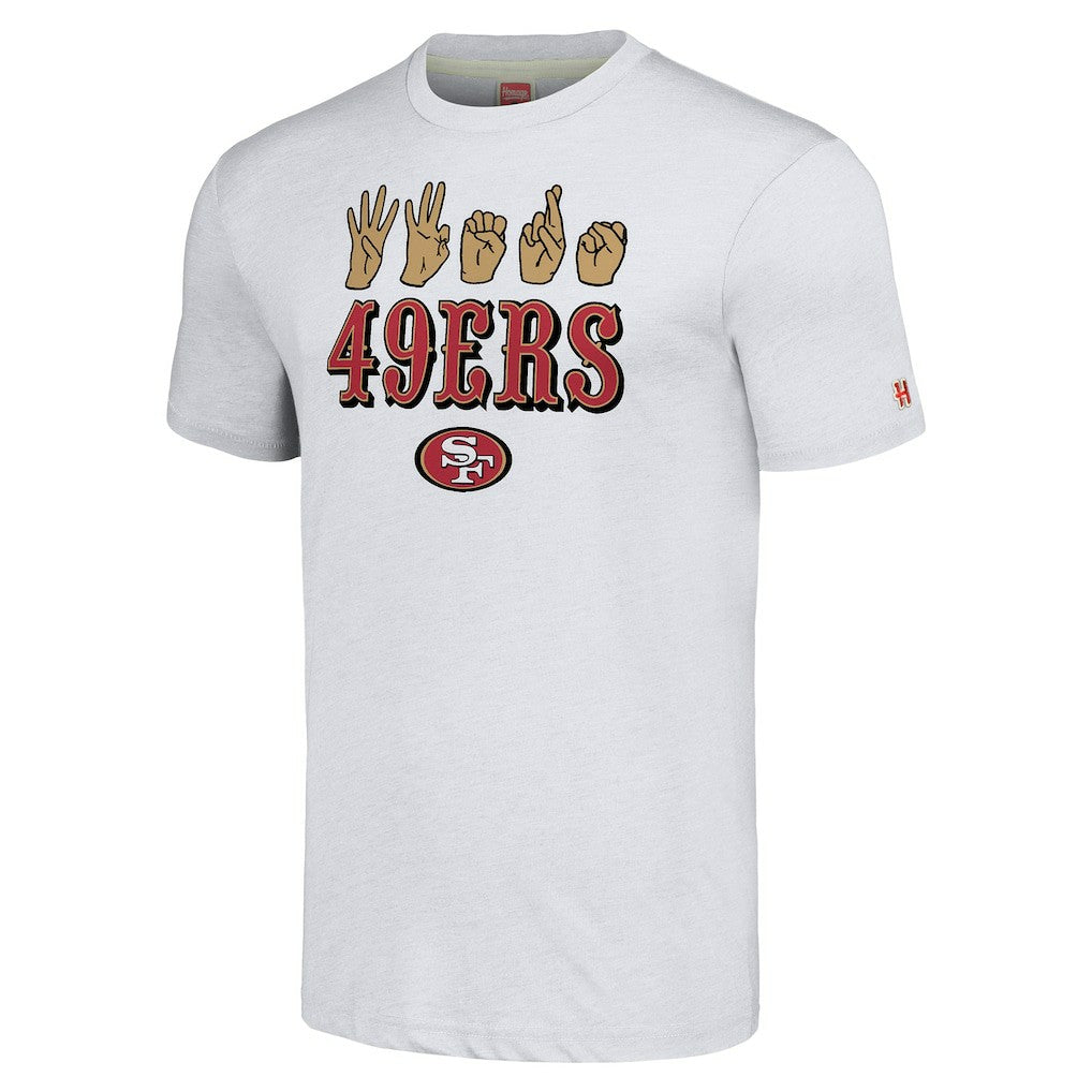 San Francisco 49ers Homage Unisex The NFL ASL Collection by Love Sign American Sign Language T-Shirt Ash | NFL