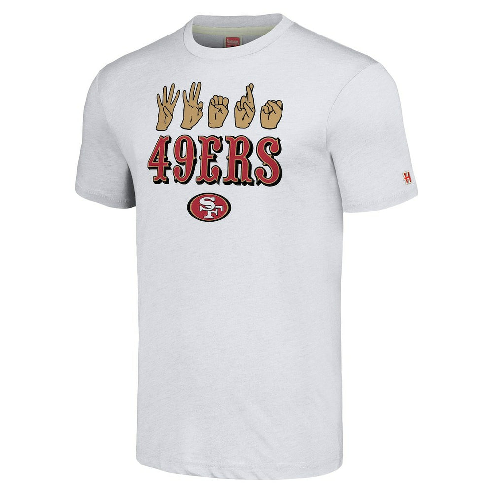 San Francisco 49ers Homage Unisex The NFL ASL Collection by Love Sign American Sign Language T-Shirt Ash | NFL