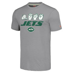 New York Jets Homage Unisex The NFL ASL Collection by Love Sign American Sign Language T-Shirt Grey | NFL