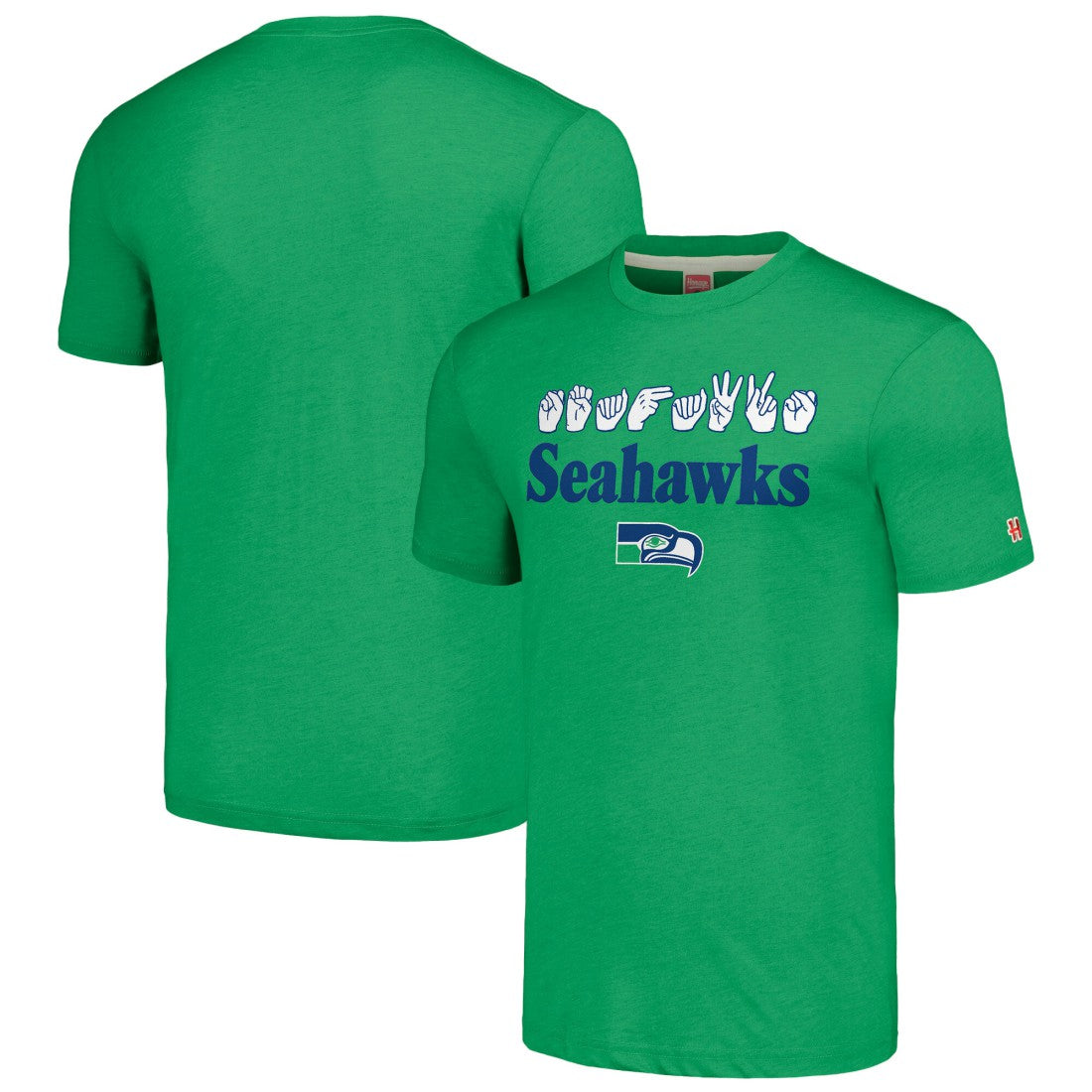 Seattle Seahawks Homage Unisex The NFL ASL Collection by Love Sign American Sign Language T-Shirt Green | NFL