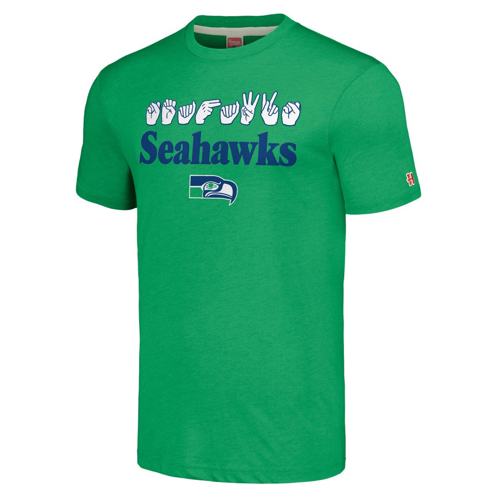 Seattle Seahawks Homage Unisex The NFL ASL Collection by Love Sign American Sign Language T-Shirt Green | NFL