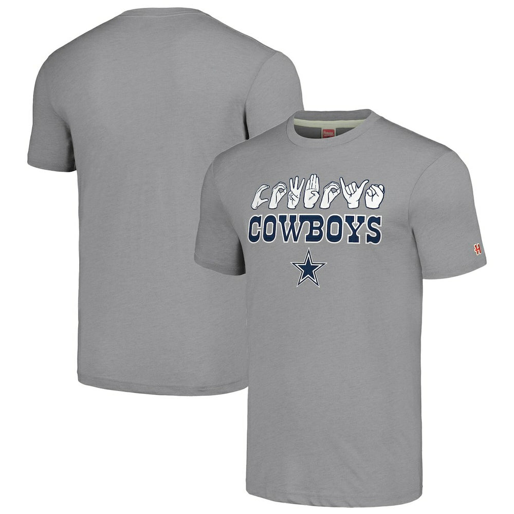 Dallas Cowboys Homage Unisex The NFL ASL Collection by Love Sign American Sign Language T-Shirt Gray | NFL