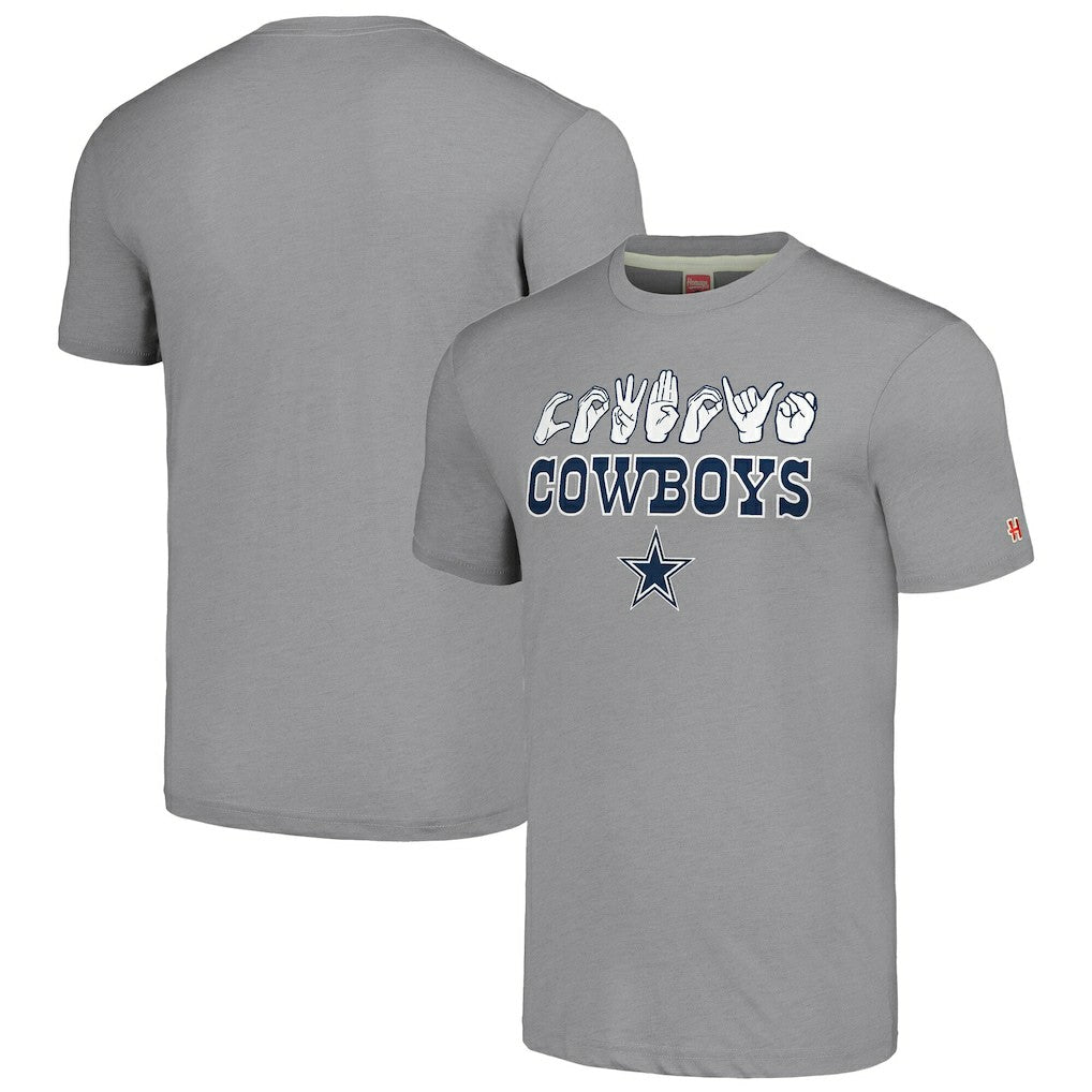 Dallas Cowboys Homage Unisex The NFL ASL Collection by Love Sign American Sign Language T-Shirt Gray | NFL