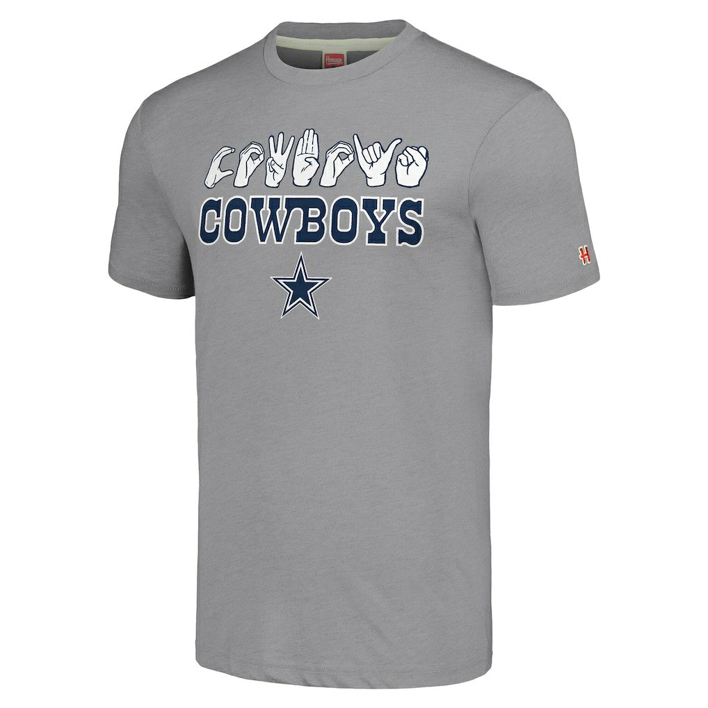 Dallas Cowboys Homage Unisex The NFL ASL Collection by Love Sign American Sign Language T-Shirt Gray | NFL