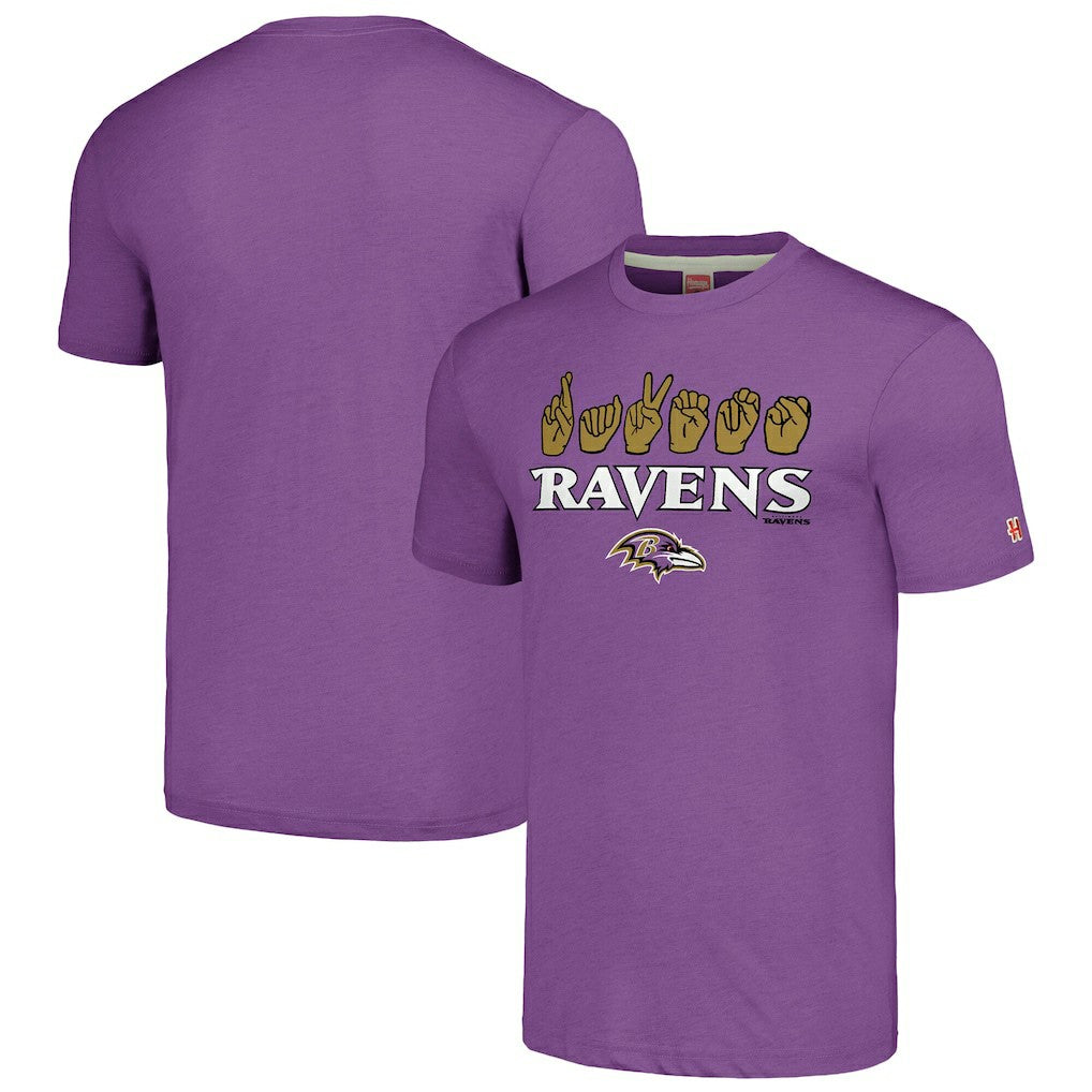 Baltimore Ravens Homage Unisex The NFL ASL Collection by Love Sign American Sign Language T-Shirt Purple | NFL