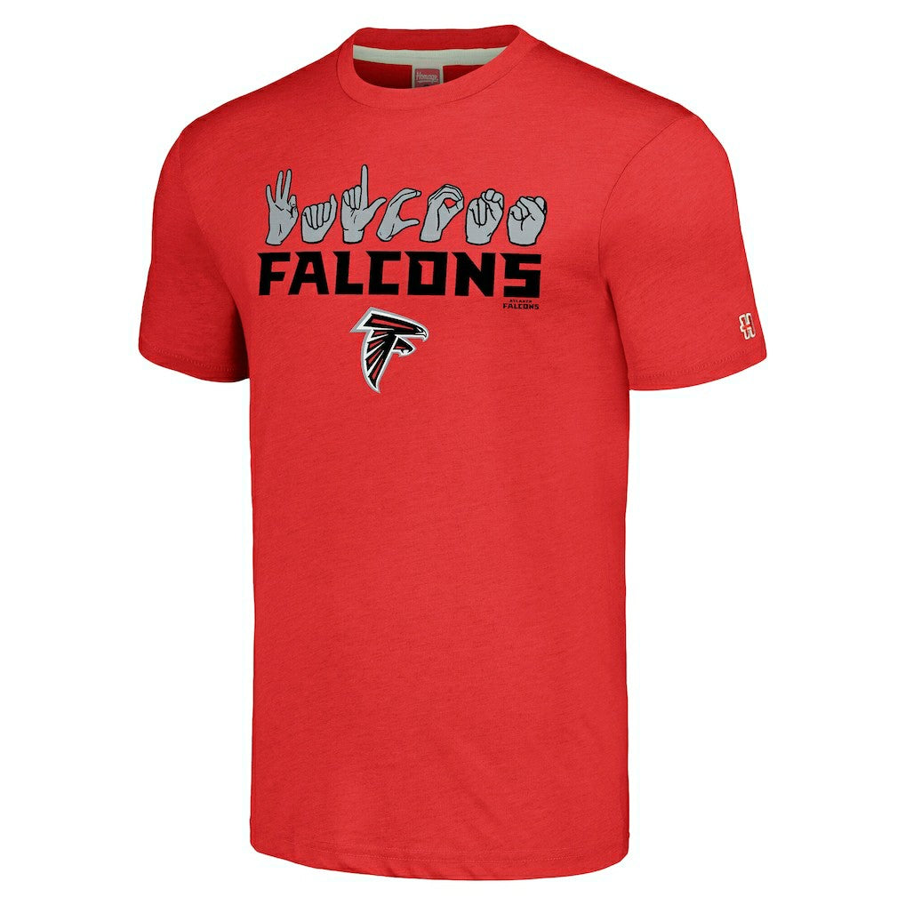Atlanta Falcons Homage Unisex The NFL ASL Collection by Love Sign American Sign Language T-Shirt Red | NFL