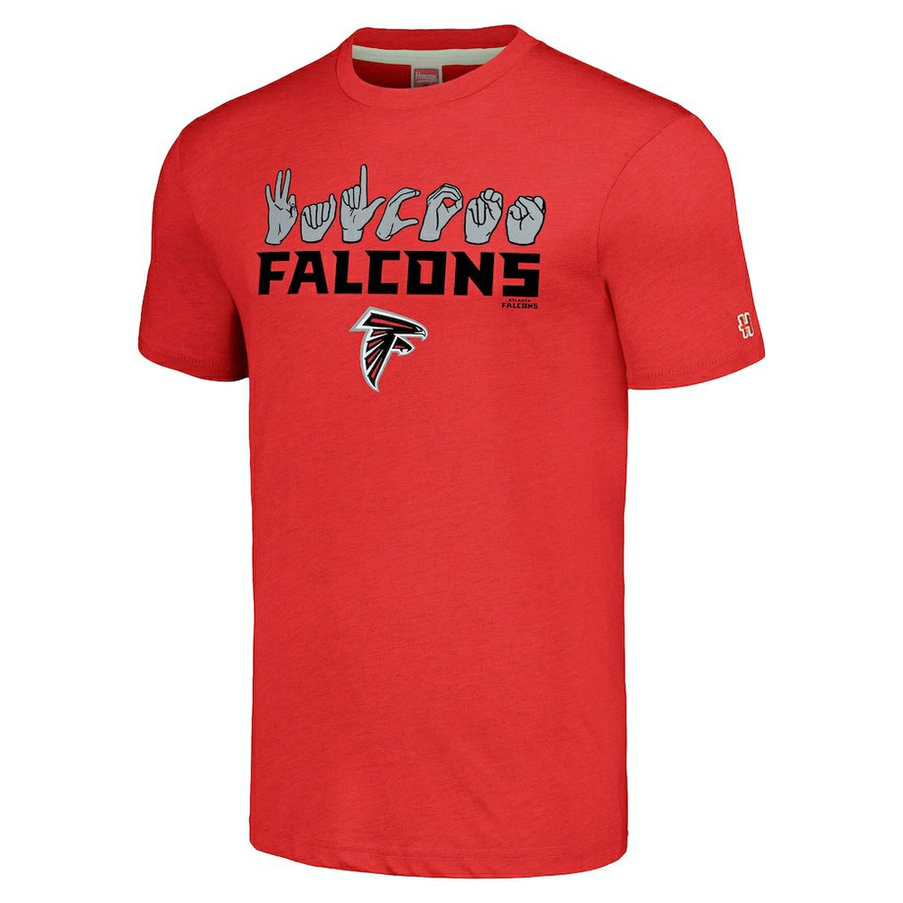 Atlanta Falcons Homage Unisex The NFL ASL Collection by Love Sign American Sign Language T-Shirt Red | NFL