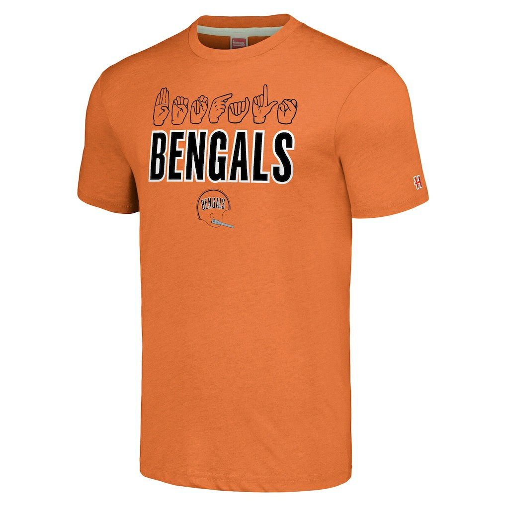 Cincinnati Bengals Homage Unisex The NFL ASL Collection by Love Sign American Sign Language T-Shirt Orange | NFL